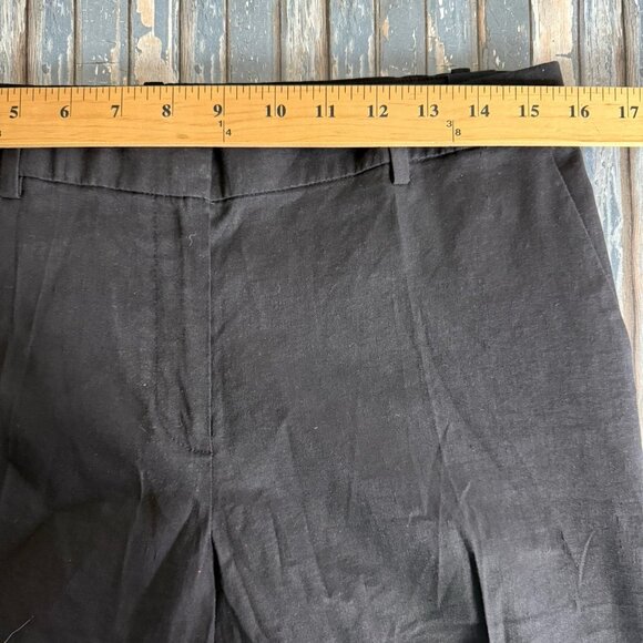 Theory Tailor Trouser C_ECO Linen Blend Pants Womens Size 6 Black Cropped - Picture 4 of 10